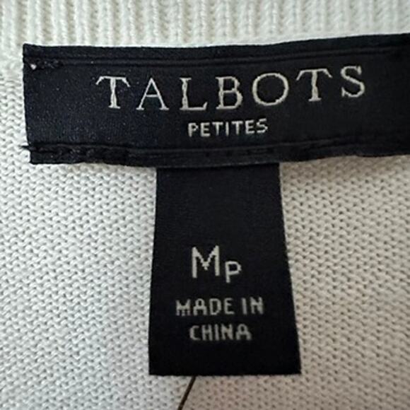 Talbots Cardigan Sweater Womens Petite Medium English Garden Abstract Floral - Picture 10 of 12